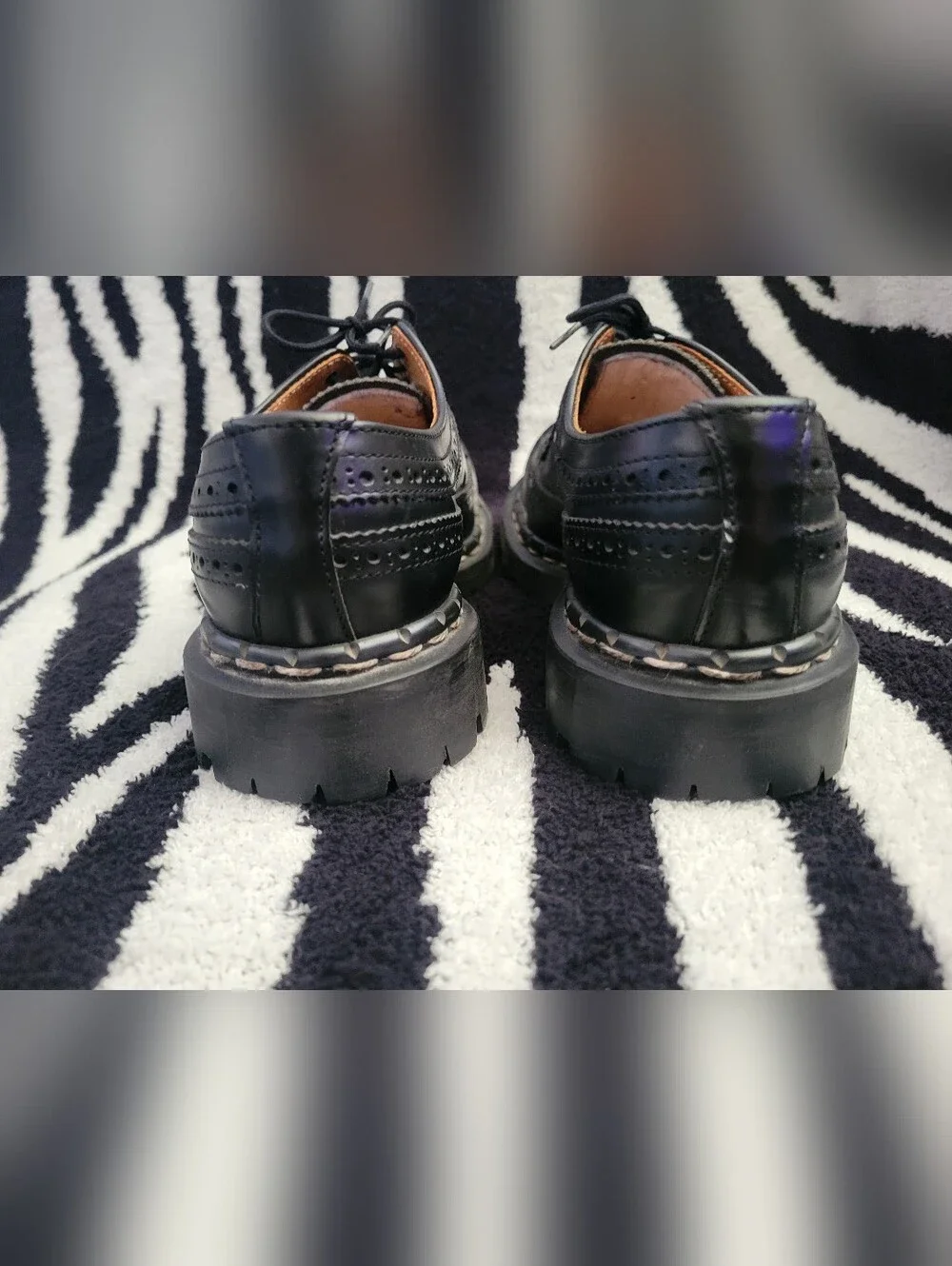 *RARE* Vintage 90s Gripfast MIE Black Leather Steel Toe Brogue Shoes UK 4/US W6